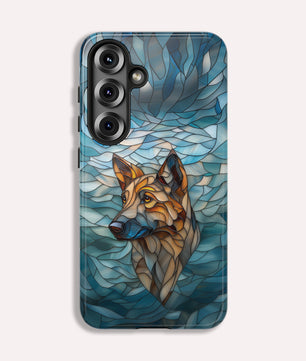 German Shepherd Stained Glass Phone Case -  German Shepherd Gifts - Tough Case for Samsung Galaxy