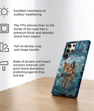 German Shepherd Stained Glass Phone Case -  German Shepherd Gifts - Tough Case for Samsung Galaxy