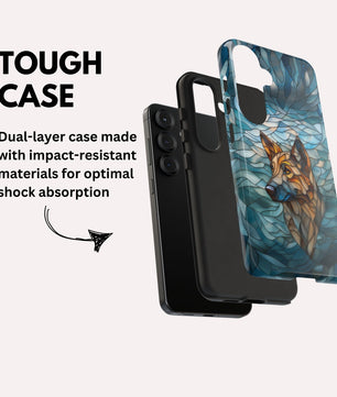German Shepherd Stained Glass Phone Case -  German Shepherd Gifts - Tough Case for Samsung Galaxy