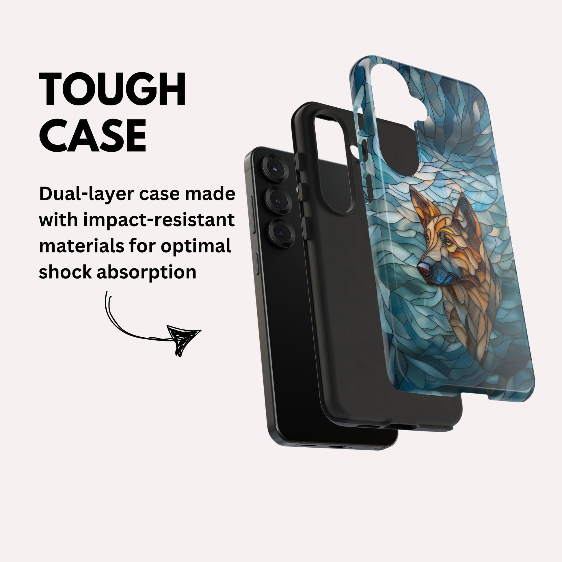 German Shepherd Stained Glass Phone Case -  German Shepherd Gifts - Tough Case for Samsung Galaxy