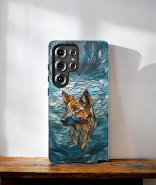 German Shepherd Stained Glass Phone Case -  German Shepherd Gifts - Tough Case for Samsung Galaxy