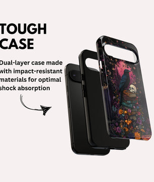 Gothic Black Crow Books and Skulls & Flowers - Tough Case for Google Pixel