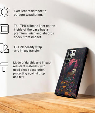 Gothic Black Crow Books and Skulls & Flowers - Tough Case for Samsung Galaxy