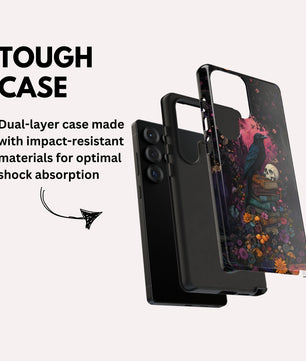 Gothic Black Crow Books and Skulls & Flowers - Tough Case for Samsung Galaxy