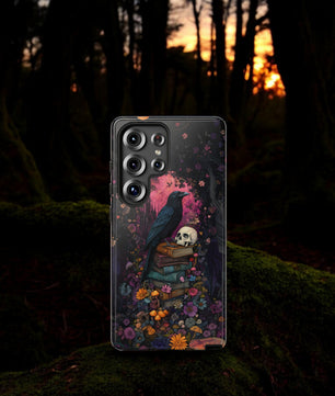 Gothic Black Crow Books and Skulls & Flowers - Tough Case for Samsung Galaxy