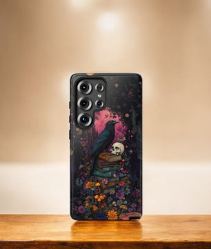Gothic Black Crow Books and Skulls & Flowers - Tough Case for Samsung Galaxy