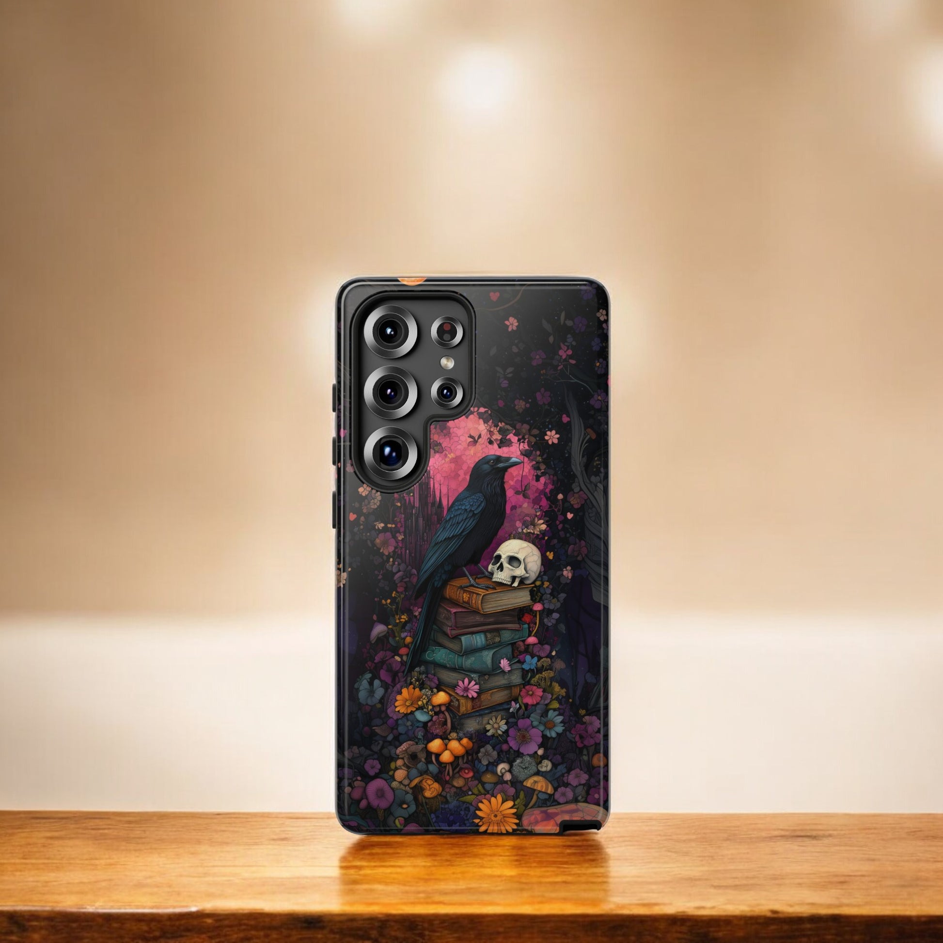 Gothic Black Crow Books and Skulls & Flowers - Tough Case for Samsung Galaxy