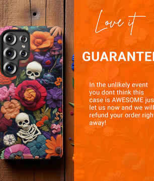 iPhone Phone Case - Embroidered  Flowers And Skulls Unique Gothic Floral Art For Apple iPhone 16 15 14 13 12 11 10 9 8