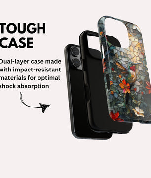 Hummingbird Phone Case, Stained Glass Design - Tough Case for iPhone