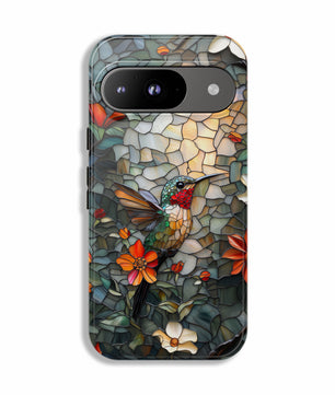 Hummingbird Phone Case, Stained Glass Design - Google Pixel