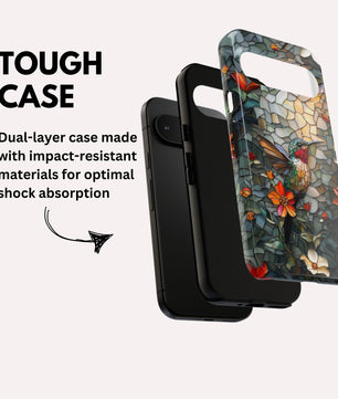 Hummingbird Phone Case, Stained Glass Design - Google Pixel