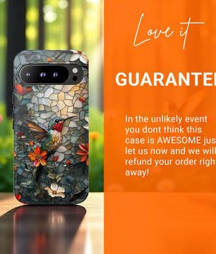 Hummingbird Phone Case, Stained Glass Design - Google Pixel