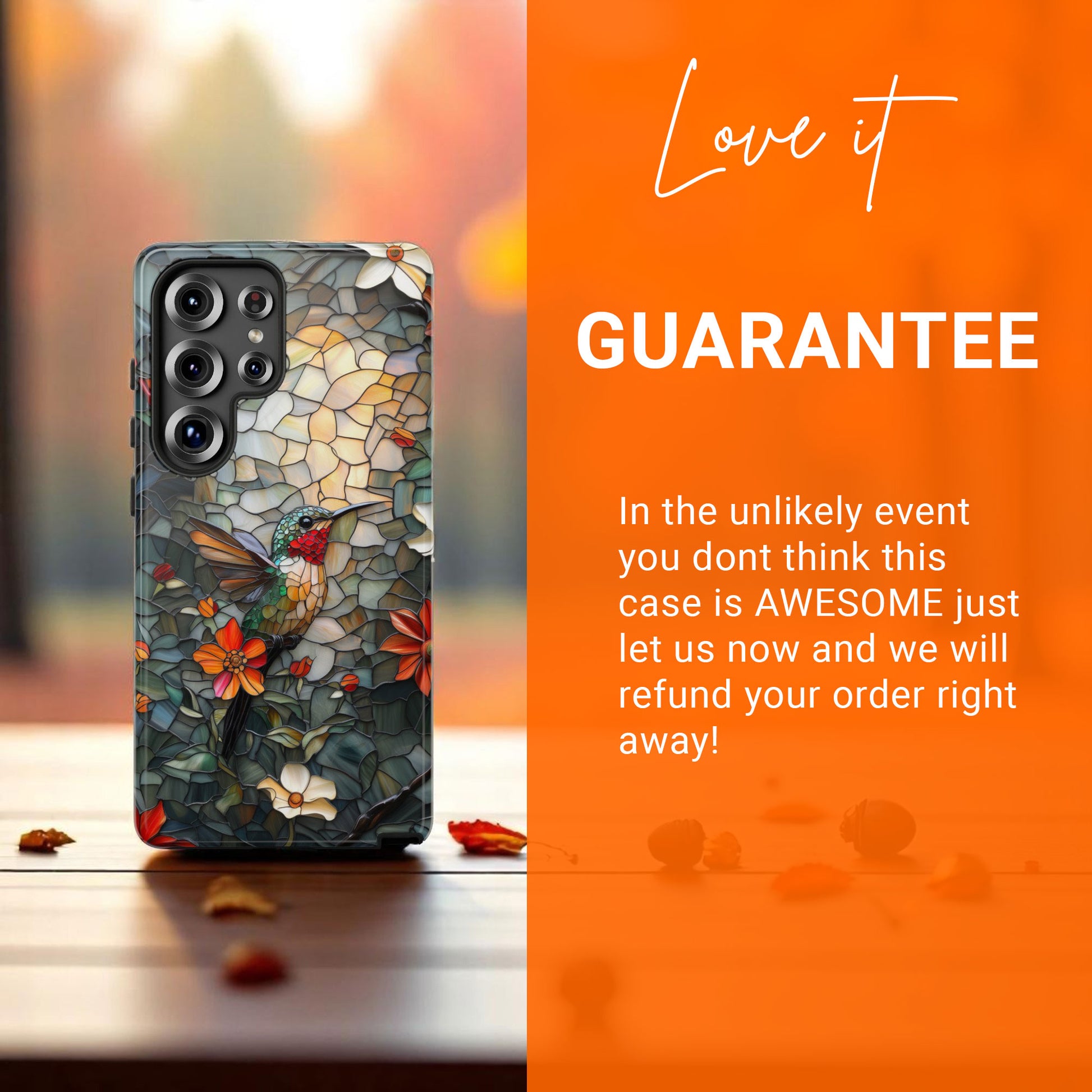 Hummingbird Phone Case, Stained Glass Design - Tough Case for Samsung Galaxy