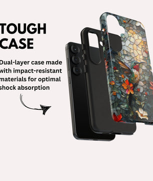 Hummingbird Phone Case, Stained Glass Design - Tough Case for Samsung Galaxy
