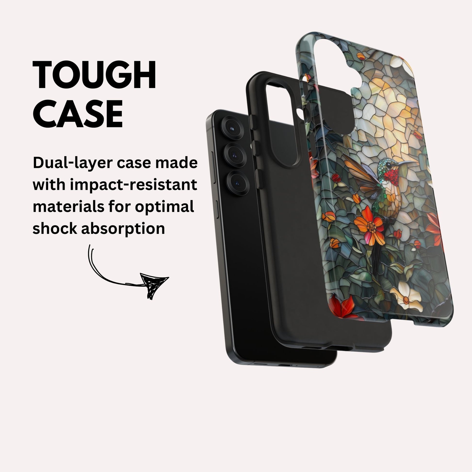 Hummingbird Phone Case, Stained Glass Design - Tough Case for Samsung Galaxy
