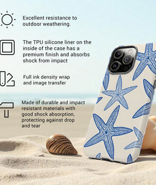 Starfish Phone Case  Ocean Themed 2-in-1 Tough iPhone 17, 16 15 Case Beach Design