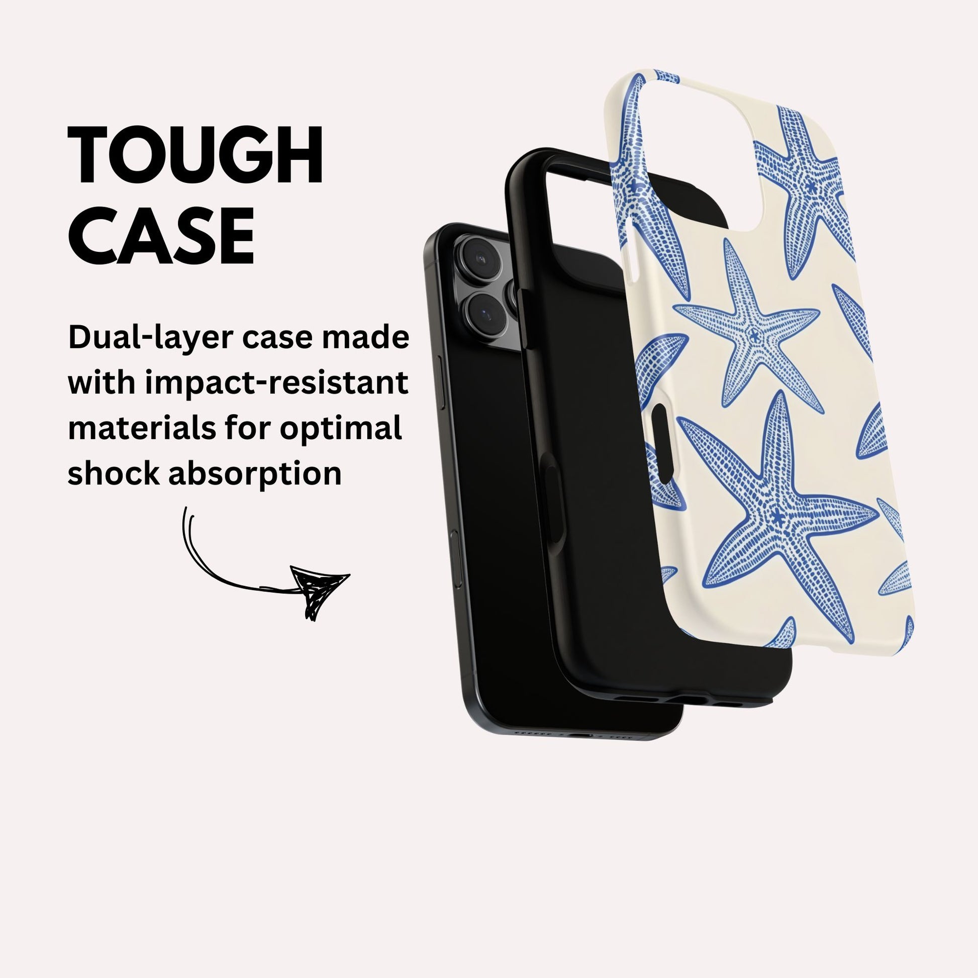 Starfish Phone Case  Ocean Themed 2-in-1 Tough iPhone 17, 16 15 Case Beach Design
