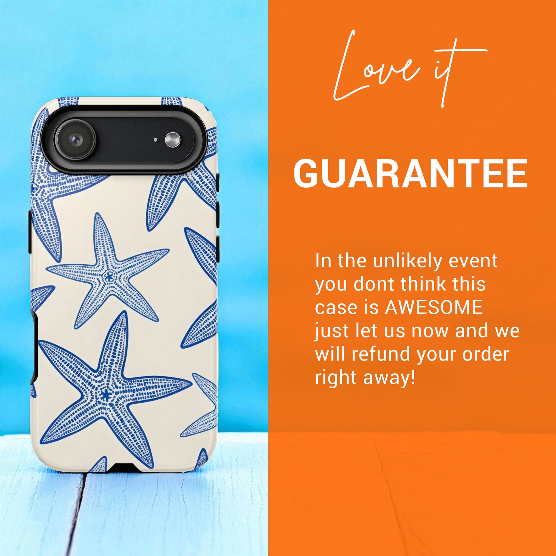 Starfish Phone Case  Ocean Themed 2-in-1 Tough iPhone 17, 16 15 Case Beach Design