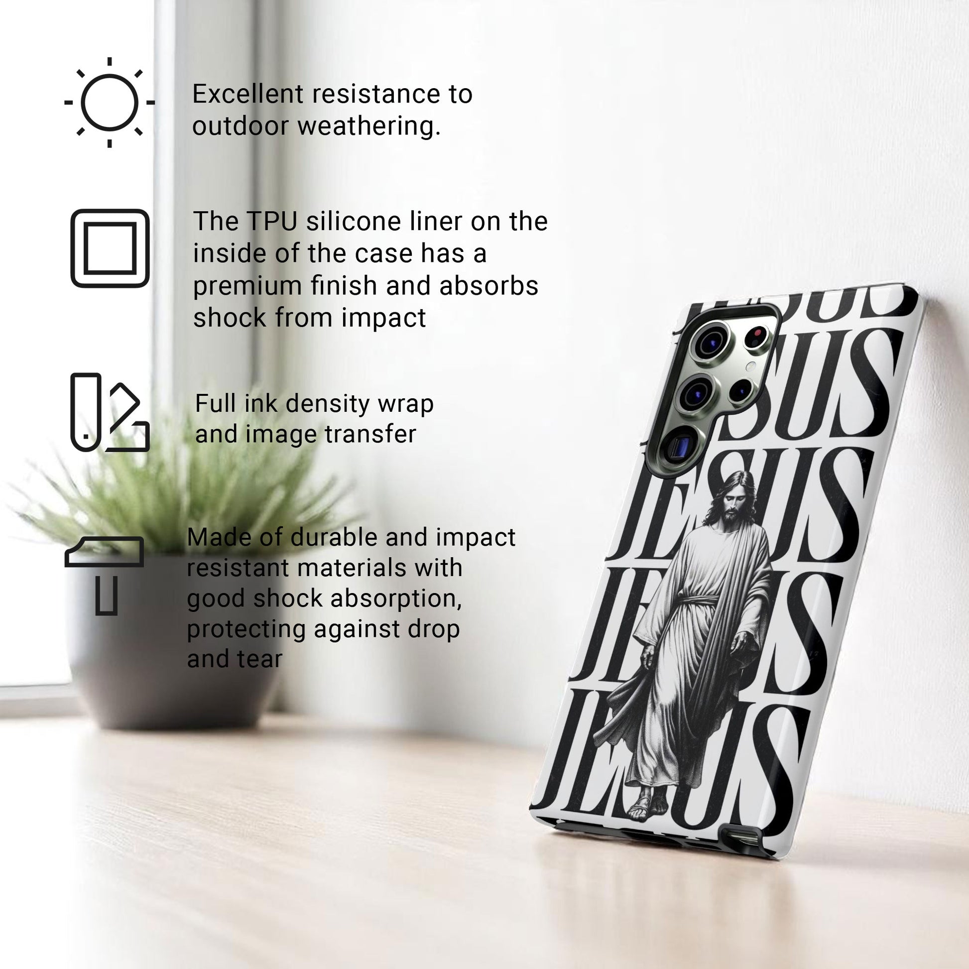 Jesus Phone Case - Inspirational Christian Spiritual Gift Tough Case for Samsung Galaxy