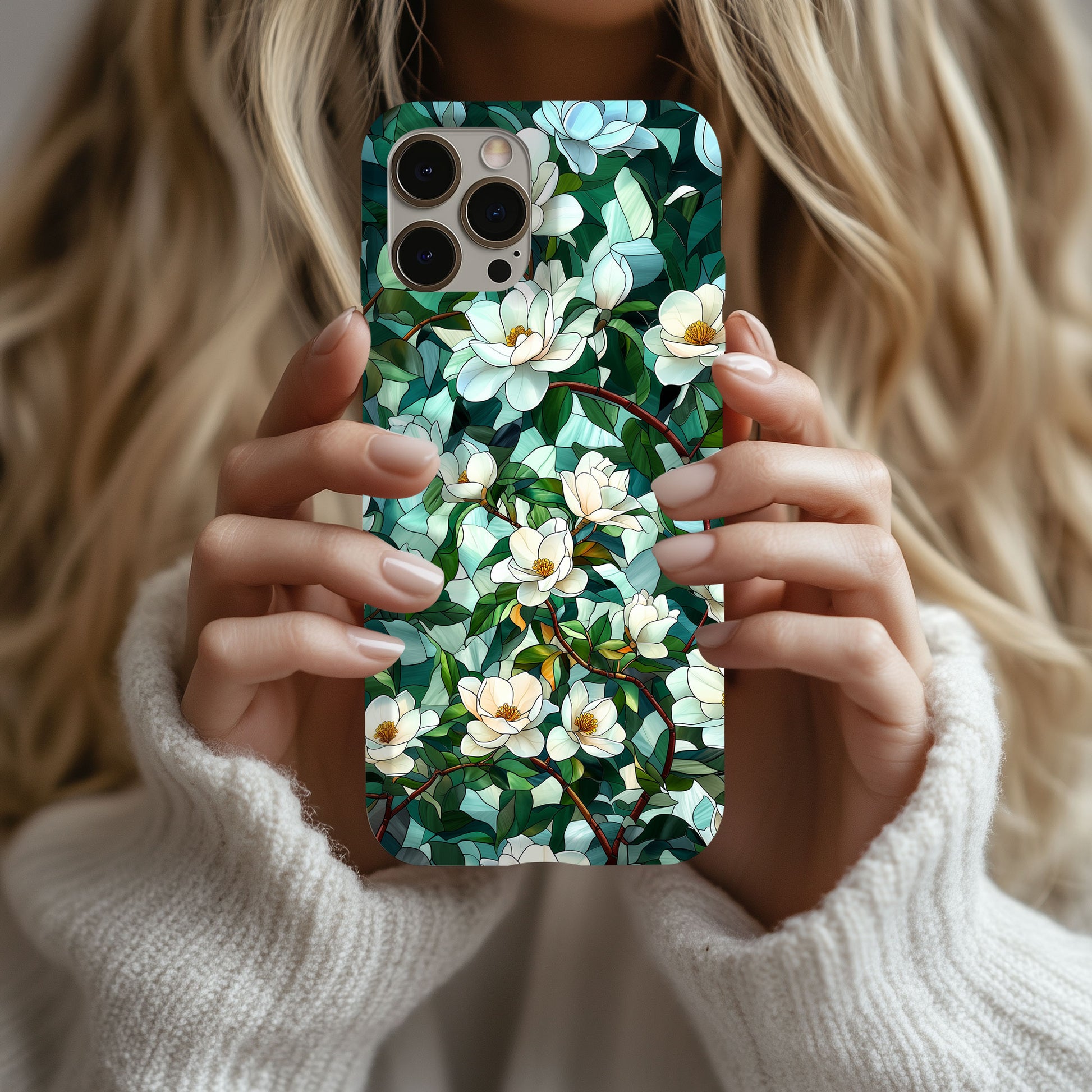 Magnolia Flower Phone Case - Floral Tough Phone Cover - Tough Case for iPhone