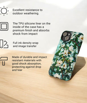 Magnolia Flower Phone Case - Floral Tough Phone Cover - Tough Case for iPhone