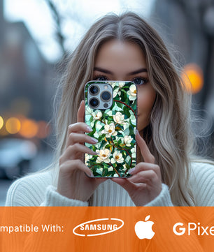 Magnolia Flower Phone Case - Floral Tough Phone Cover - Tough Case for iPhone