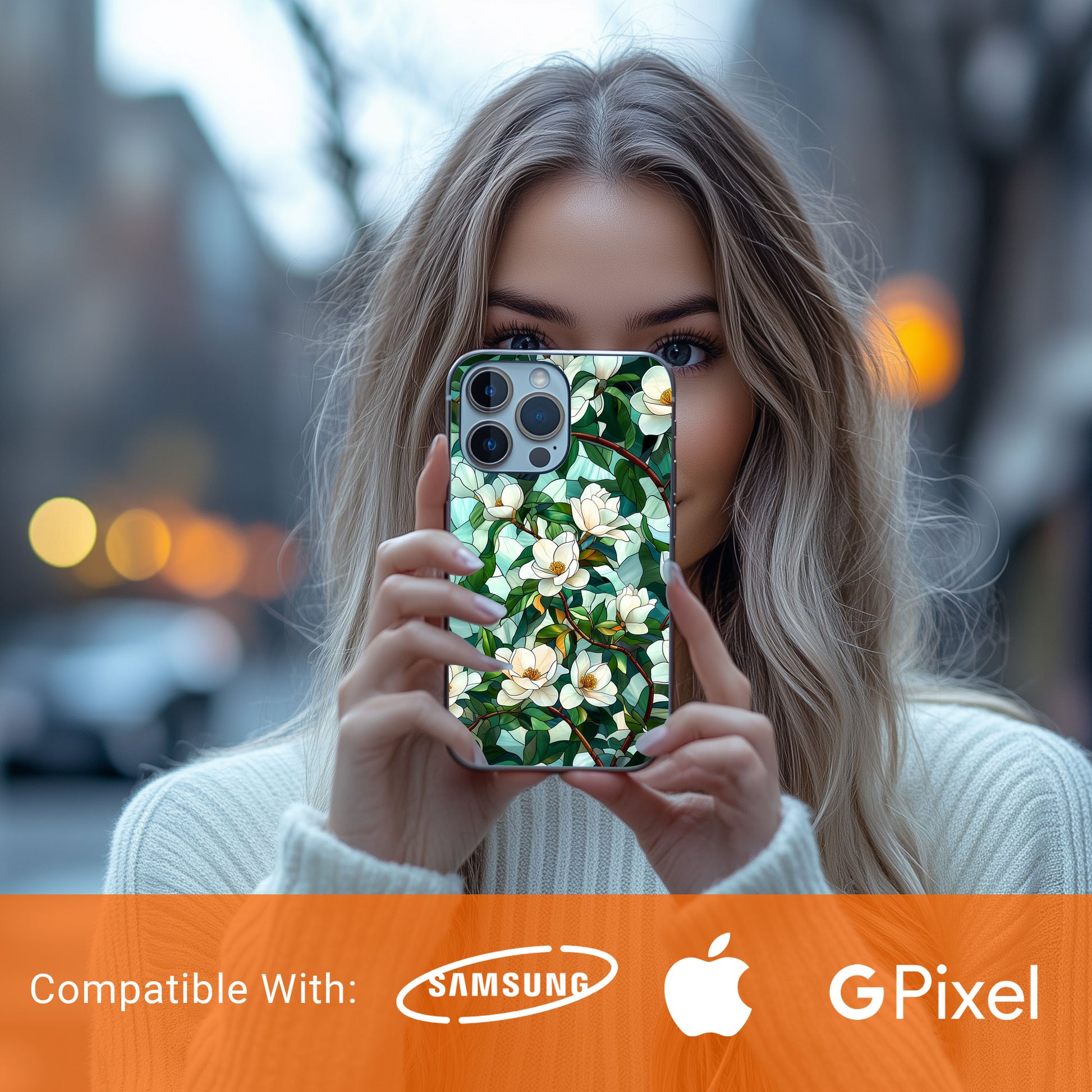 Magnolia Flower Phone Case - Floral Tough Phone Cover - Tough Case for iPhone