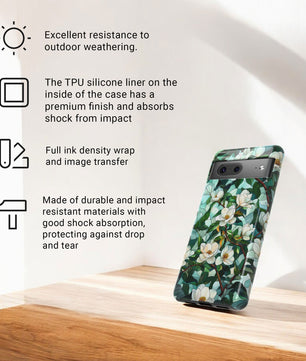 Magnolia Flower Phone Case - Floral Tough Phone Cover -  Tough Case for Google Pixel