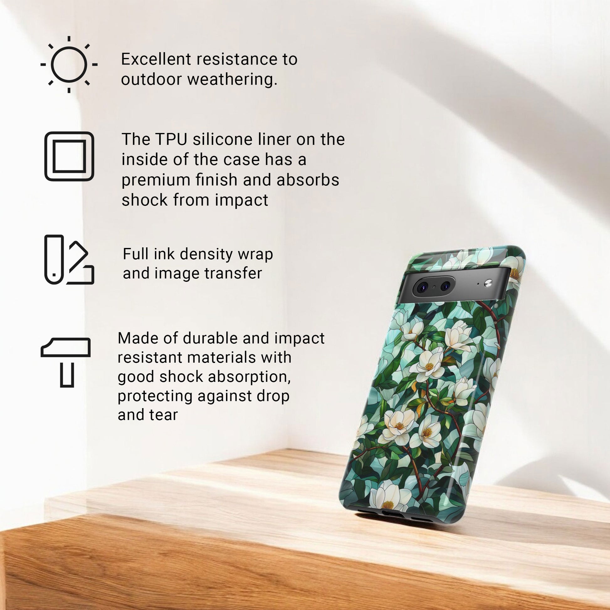 Magnolia Flower Phone Case - Floral Tough Phone Cover -  Tough Case for Google Pixel
