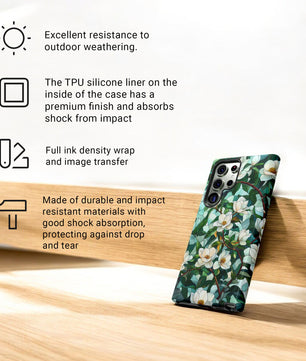 Magnolia Flower Phone Case - Floral Tough Phone Cover - Tough Case for Samsung Galaxy