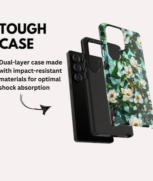 Magnolia Flower Phone Case - Floral Tough Phone Cover - Tough Case for Samsung Galaxy