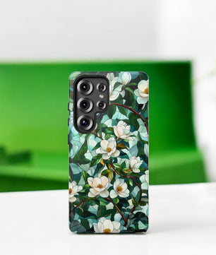 Magnolia Flower Phone Case - Floral Tough Phone Cover - Tough Case for Samsung Galaxy
