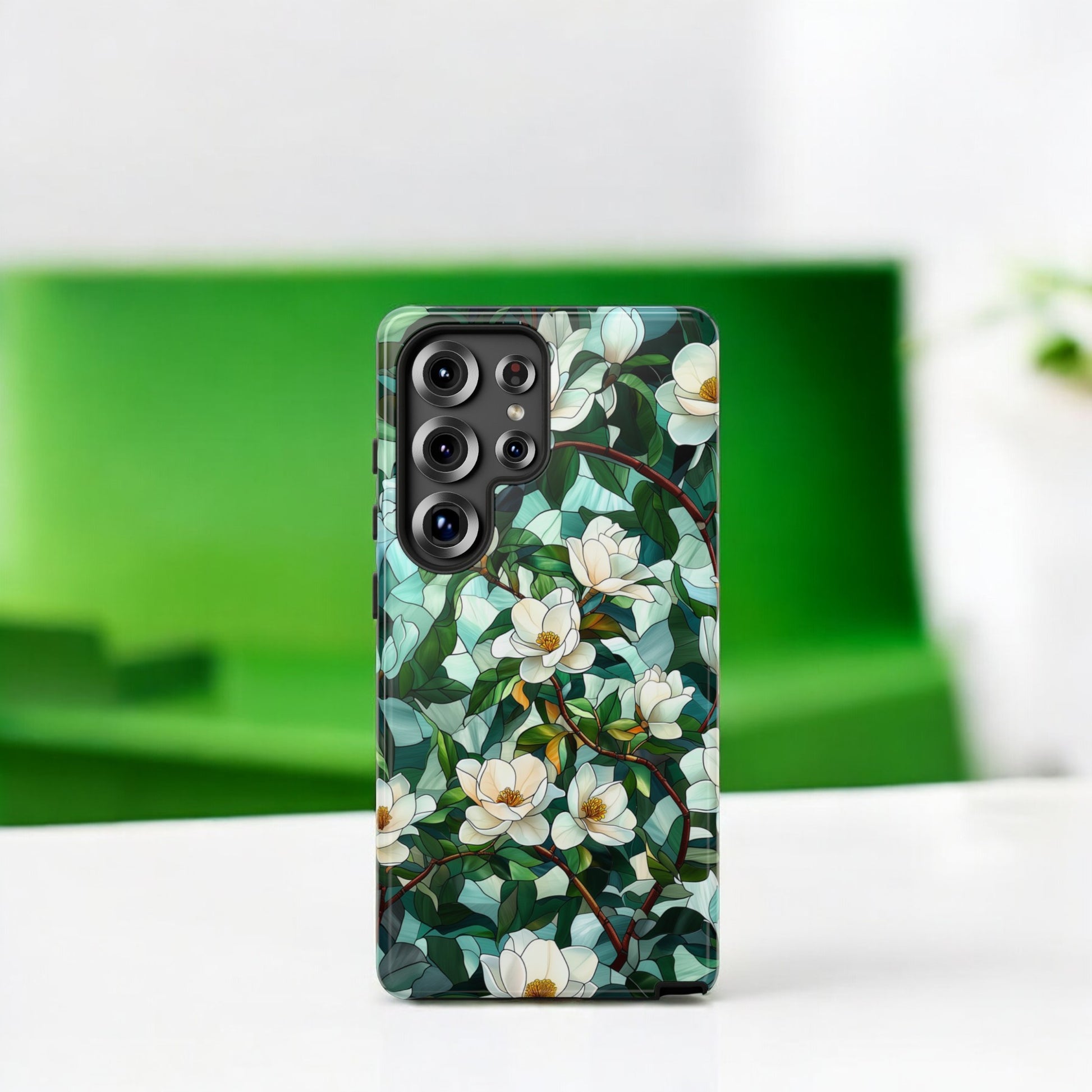 Magnolia Flower Phone Case - Floral Tough Phone Cover - Tough Case for Samsung Galaxy