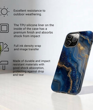 Phone Case Natural Marble Effect Tough Case for iPhone