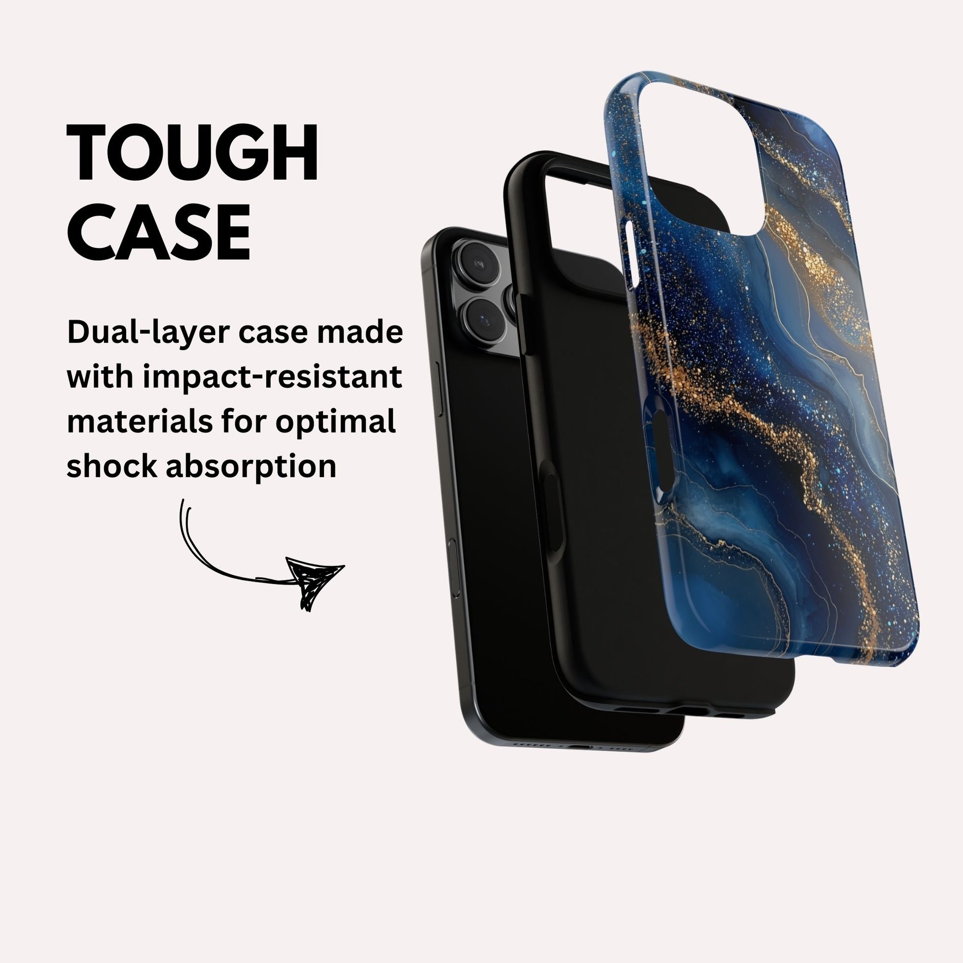 Phone Case Natural Marble Effect Tough Case for iPhone