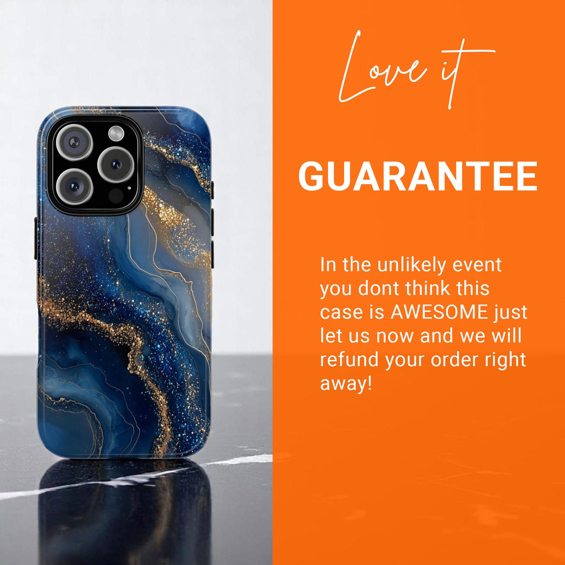 Phone Case Natural Marble Effect Tough Case for iPhone