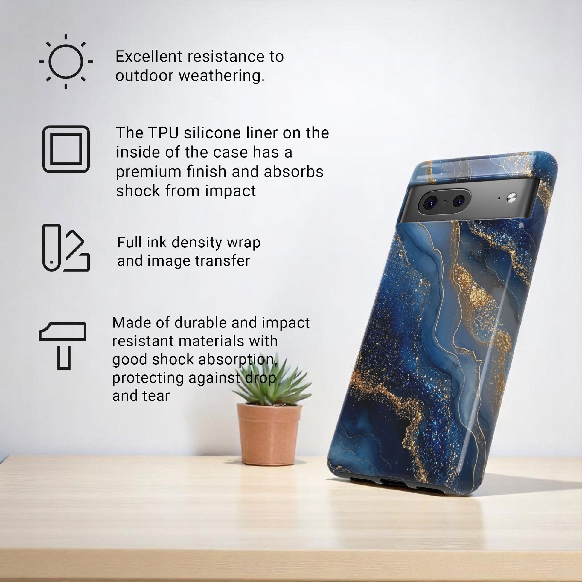 Phone Case Natural Marble Effect Tough Case For Google Pixel