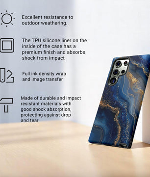 Phone Case Natural Marble Effect Tough Case for Samsung Galaxy