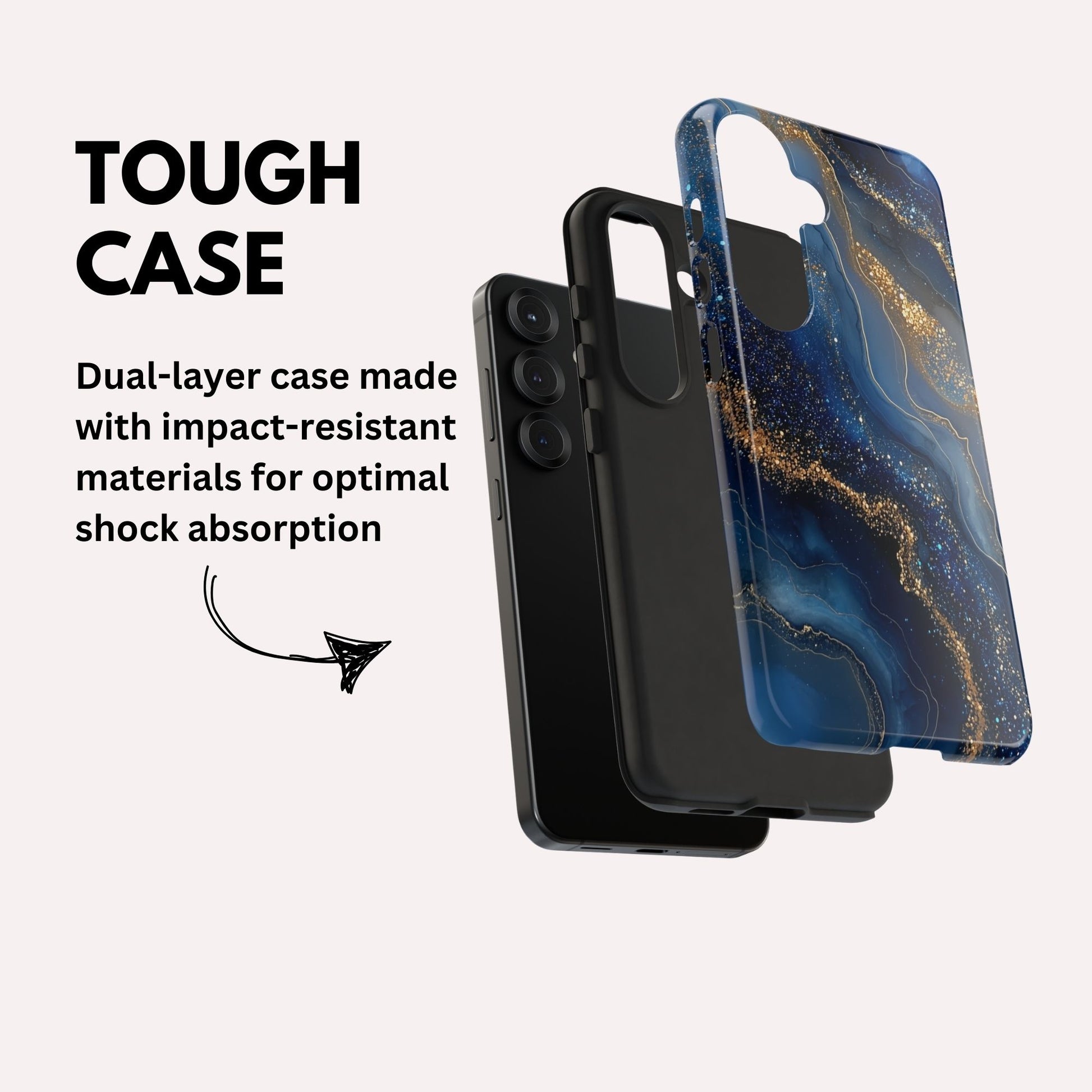 Phone Case Natural Marble Effect Tough Case for Samsung Galaxy