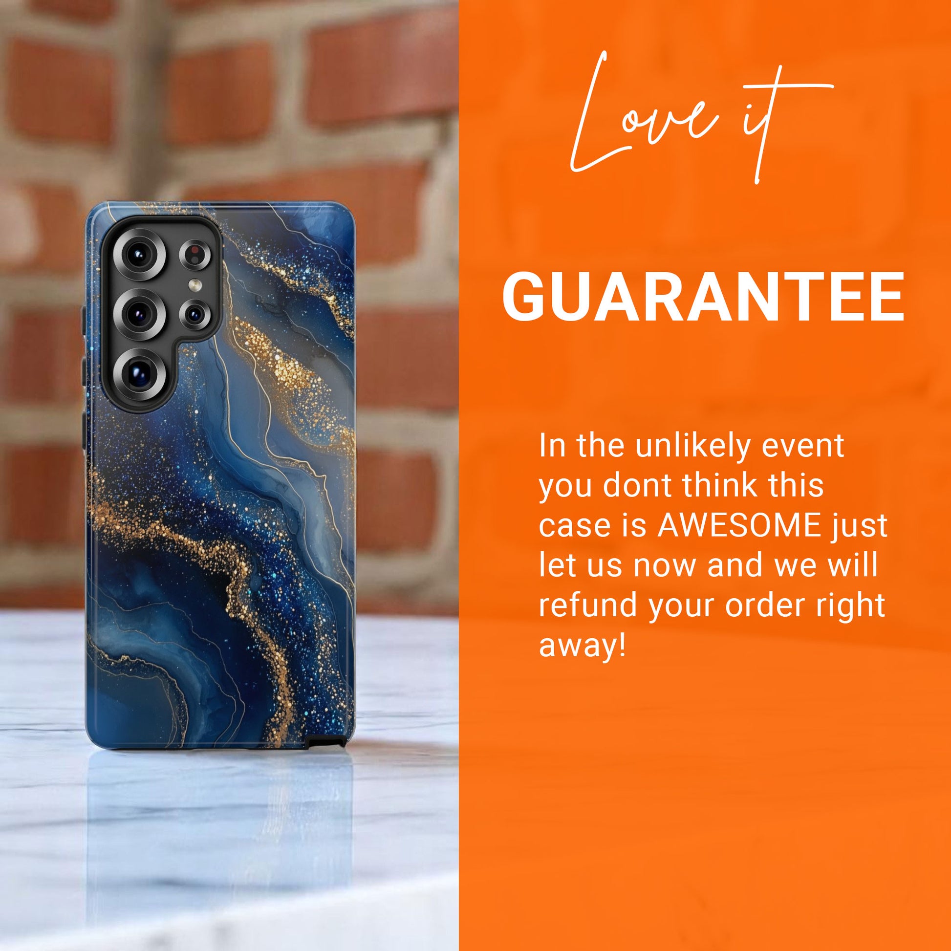 Phone Case Natural Marble Effect Tough Case for Samsung Galaxy