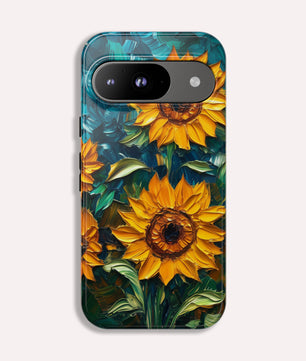 Sunflowers Phone Case Oil Painting Glass Floral Case Flower Lovers Gift - Tough Case for Google Pixel