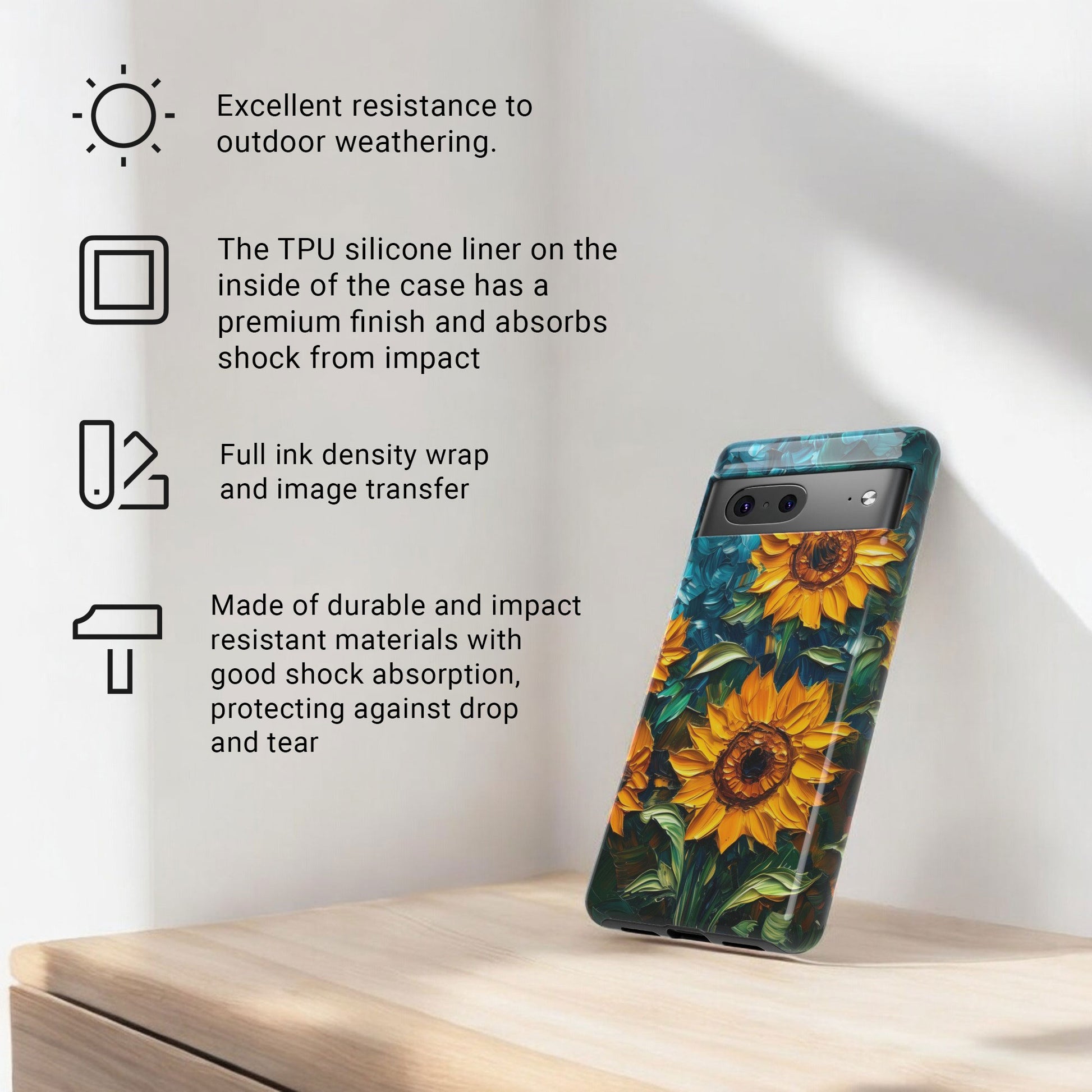 Sunflowers Phone Case Oil Painting Glass Floral Case Flower Lovers Gift - Tough Case for Google Pixel