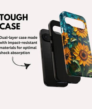Sunflowers Phone Case Oil Painting Glass Floral Case Flower Lovers Gift - Tough Case for Google Pixel