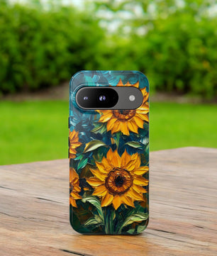 Sunflowers Phone Case Oil Painting Glass Floral Case Flower Lovers Gift - Tough Case for Google Pixel