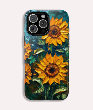 Sunflowers Phone Case Oil Painting Glass Floral Case Flower Lovers Gift Tough Case for iPhone