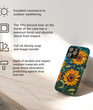 Sunflowers Phone Case Oil Painting Glass Floral Case Flower Lovers Gift Tough Case for iPhone