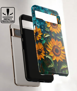Sunflowers Phone Case Oil Painting Glass Floral Case Flower Lovers Gift Tough Case for iPhone