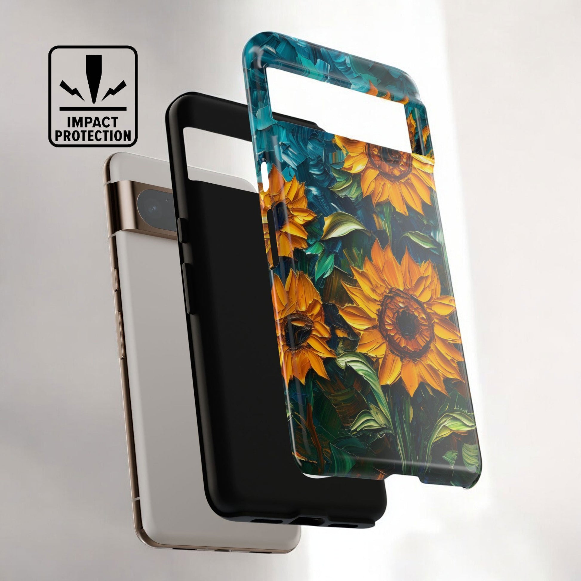 Sunflowers Phone Case Oil Painting Glass Floral Case Flower Lovers Gift Tough Case for iPhone