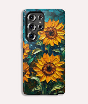 Sunflowers Phone Case Oil Painting Glass Floral Case Flower Lovers Gift - Tough Case for Samsung Galaxy