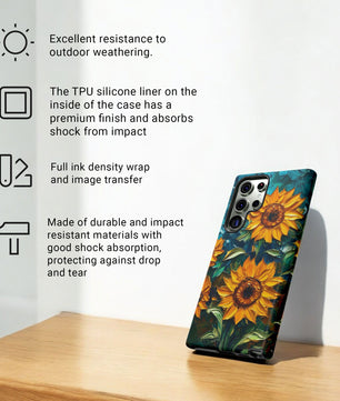 Sunflowers Phone Case Oil Painting Glass Floral Case Flower Lovers Gift - Tough Case for Samsung Galaxy